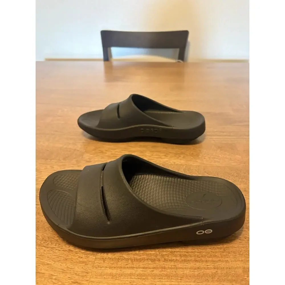OOFOS Ooahh Recovery Slide Sandals Black Men’s Size 8 Comfort Slip-On